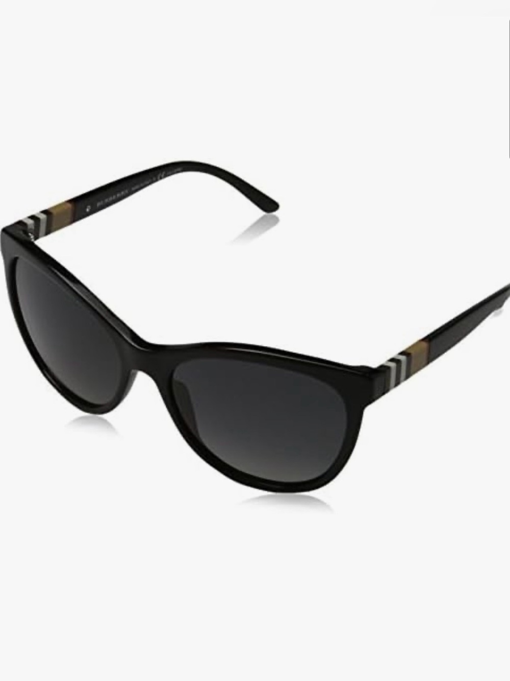 Burberry Women's Black Cat-Eye Sunglasses with Subtle Side Stripe